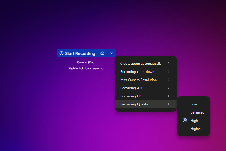 Motionik screen recording on Mac